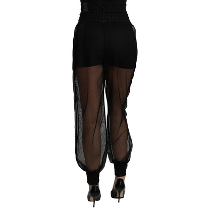 Dolce & Gabbana Black See Through Jogger Polyester Pants