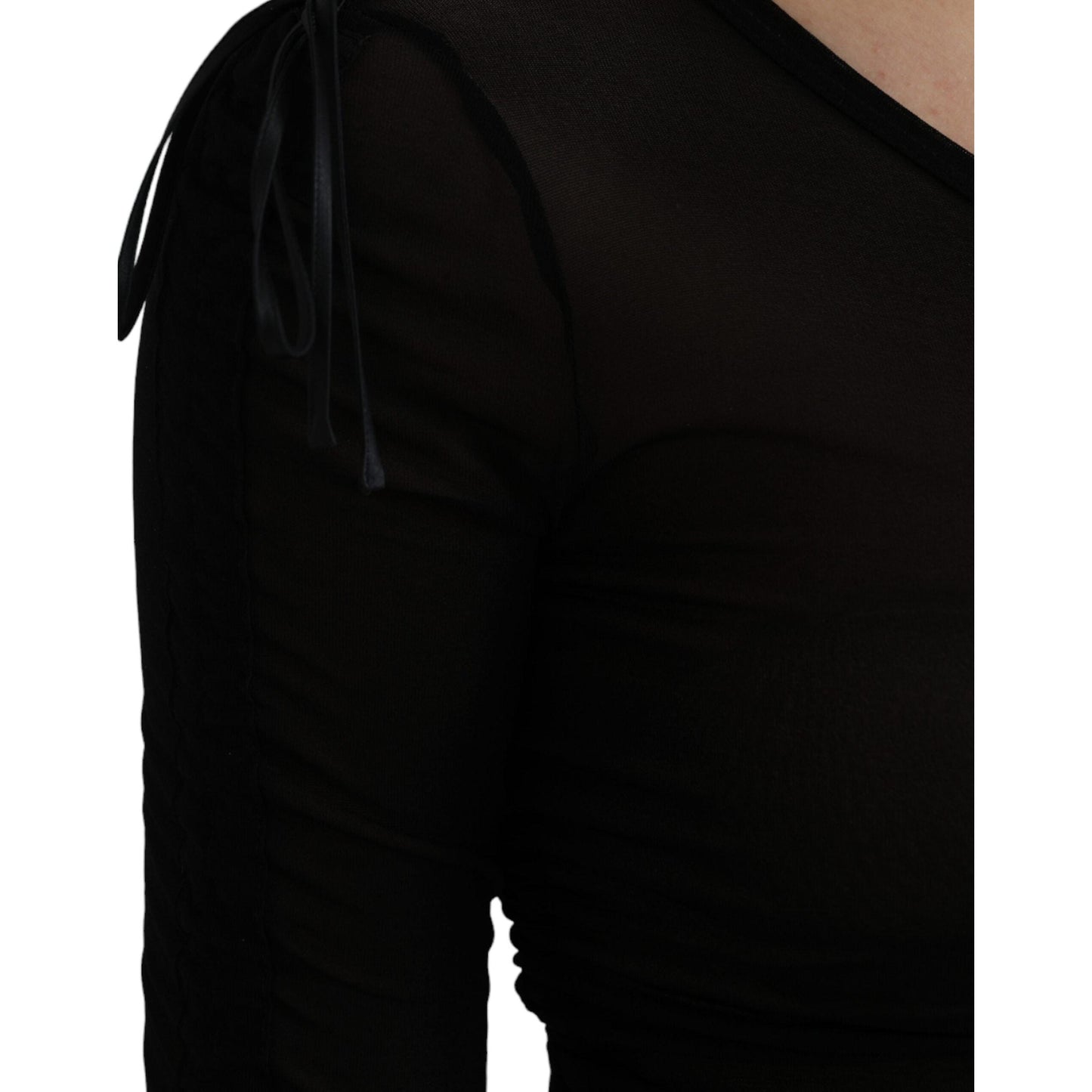 Dolce & Gabbana Black Sheer Bodycon Sheath Midi Dress