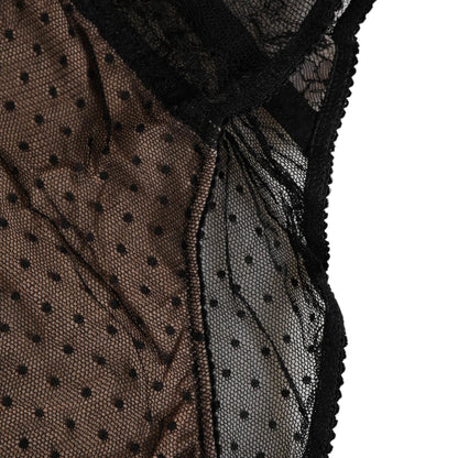 Dolce & Gabbana Black Sheer Polka Dot Lace High Waist Brief Underwear