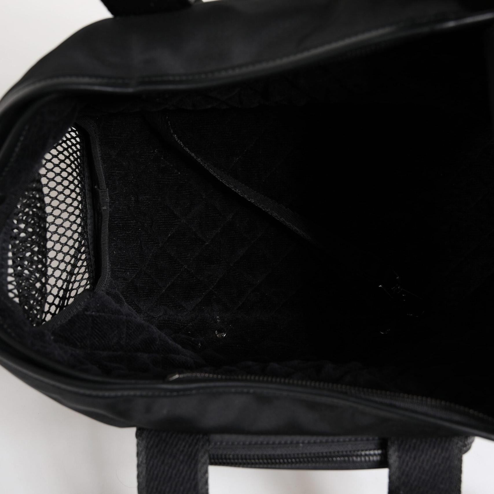 Dolce & Gabbana Black Shoulder Strap Pet Carry Logo Plaque Bag