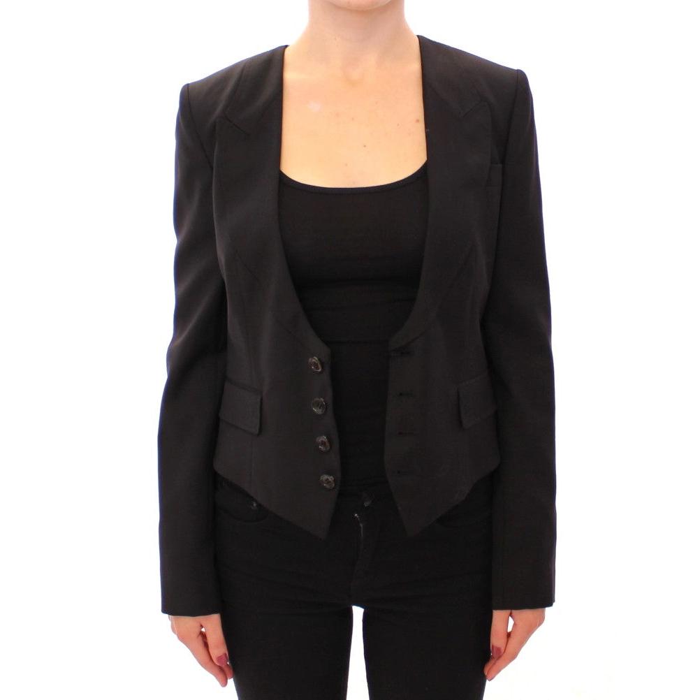 Dolce & Gabbana Black Silk Scarf Back Blazer Jacket