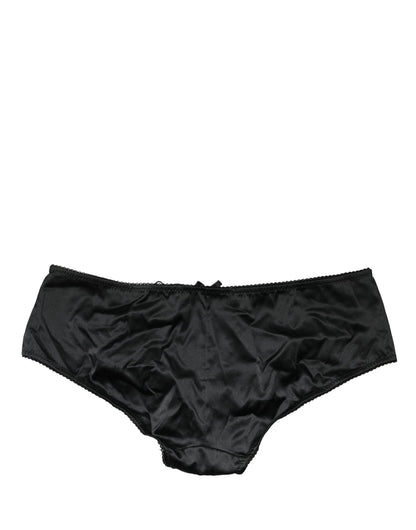 Dolce & Gabbana Black Silk Stretch Mid Waist Brief Panty Underwear