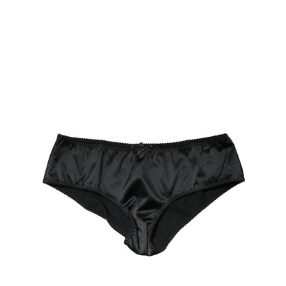 Dolce & Gabbana Black Silk Stretch Mid Waist Brief Panty Underwear