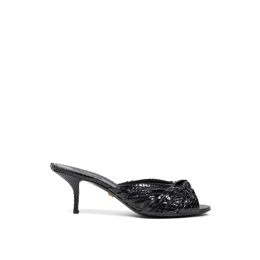 Dolce & Gabbana Black Snake Skin Platform Sandals