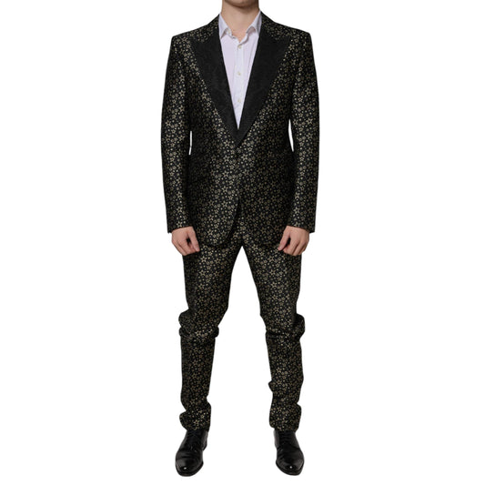 Dolce & Gabbana Black Stars Jacquard SICILIA 2 Piece Suit