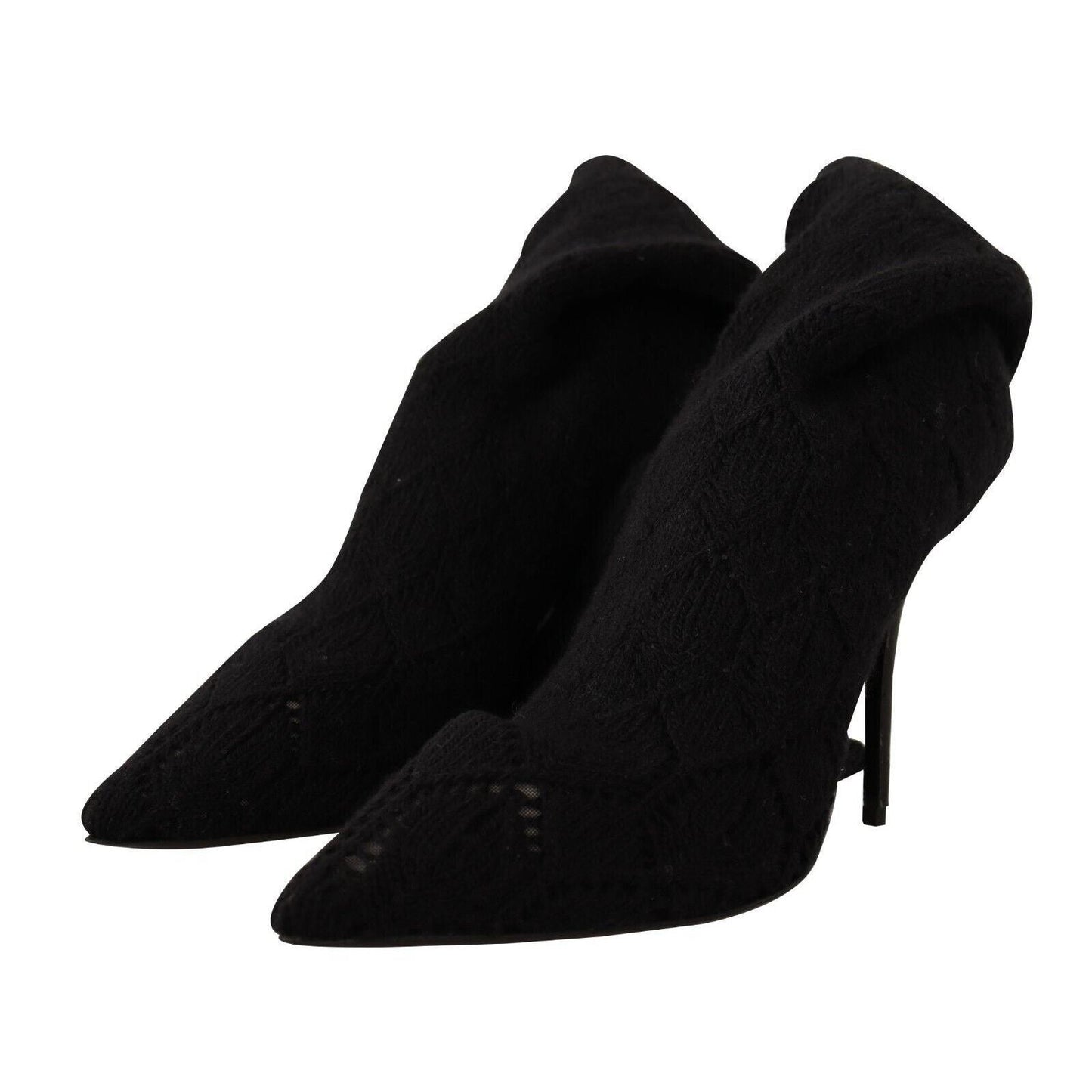 Dolce & Gabbana Black Stretch Socks Knee High Booties Shoes