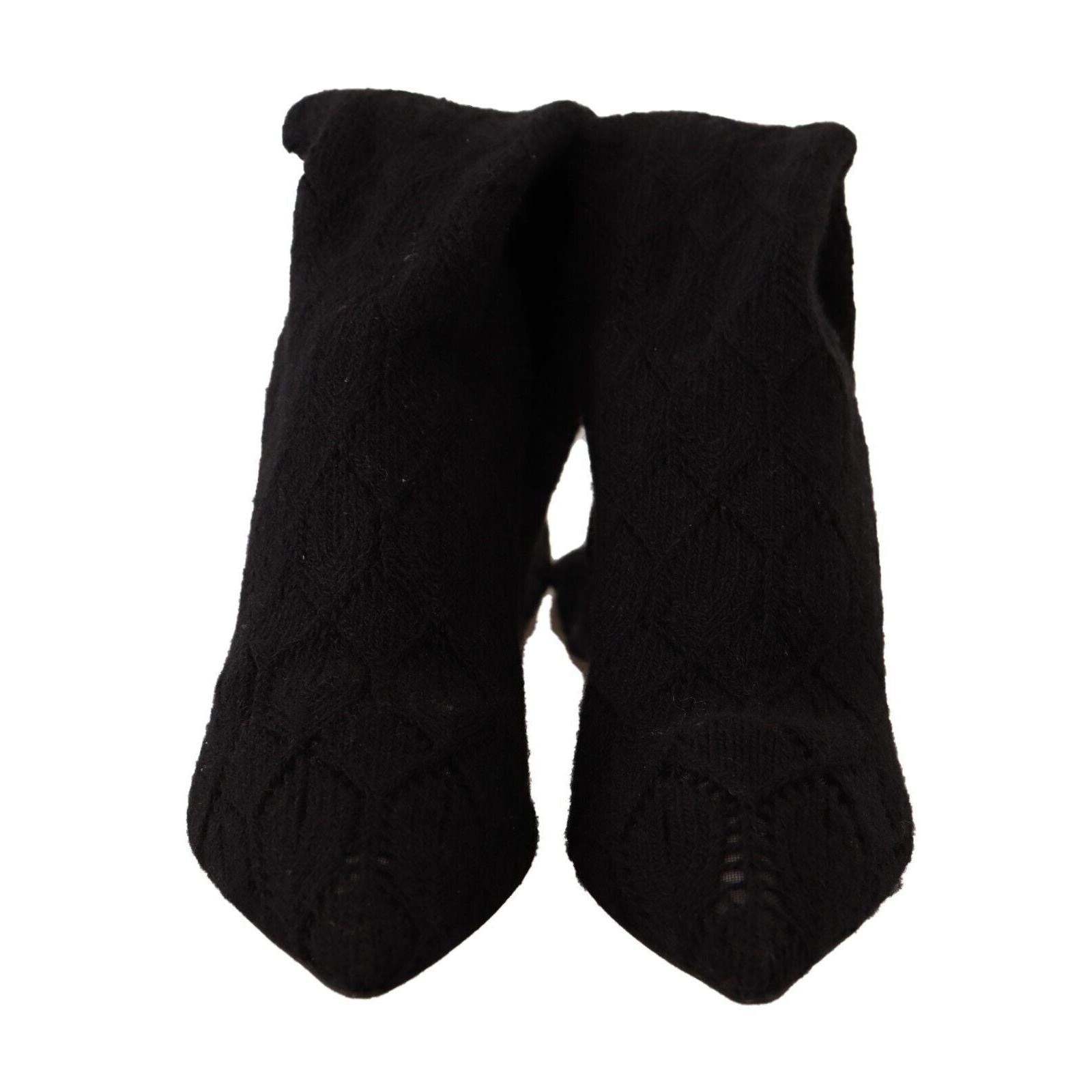 Dolce & Gabbana Black Stretch Socks Knee High Booties Shoes