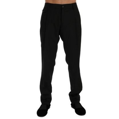 Dolce & Gabbana Black Striped Wool Stretch Pants
