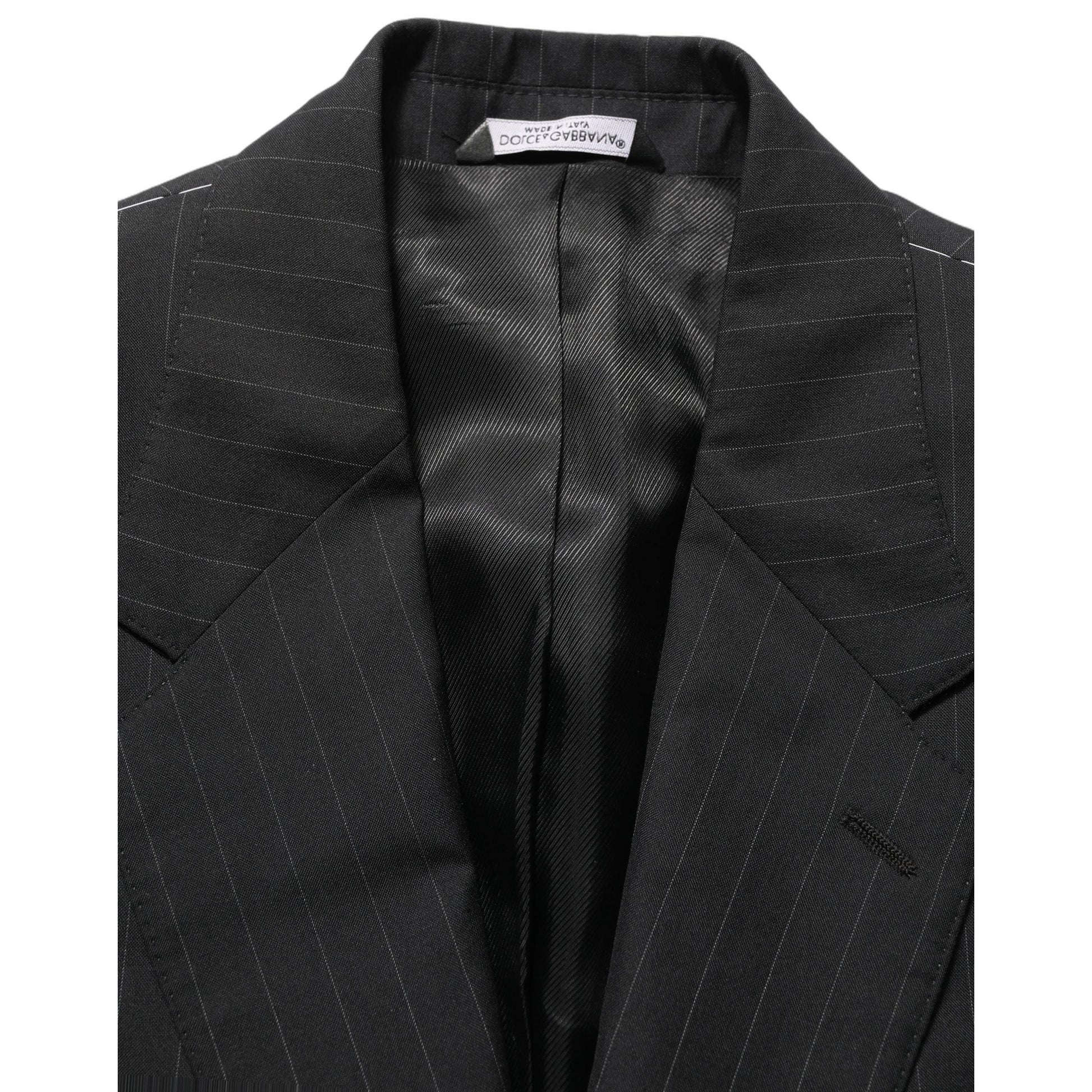 Dolce & Gabbana Black Stripes Wool Single Breasted Blazer