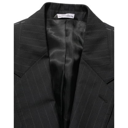 Dolce & Gabbana Black Stripes Wool Single Breasted Blazer