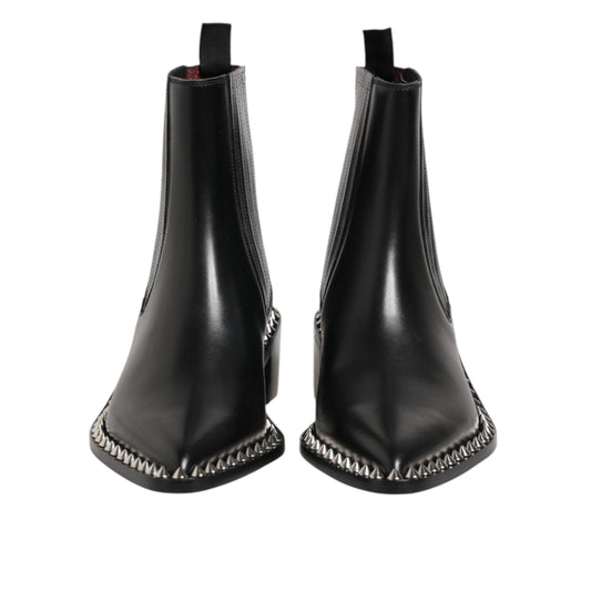 Dolce & Gabbana Black Studded Chelsea Short Ankle Boots Shoes