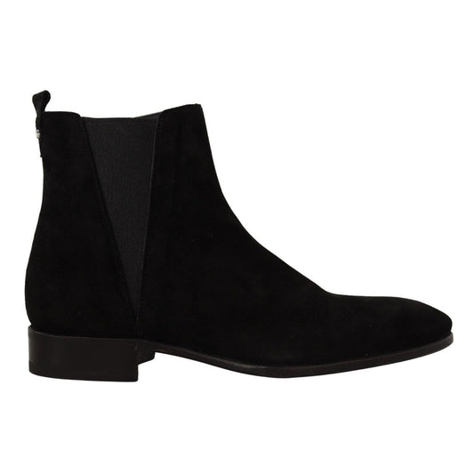 Dolce & Gabbana Black Suede Leather Chelsea Mens Boots Shoes