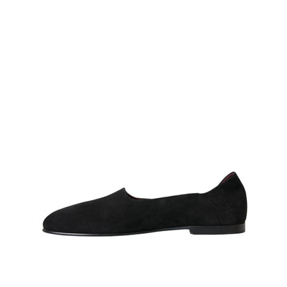 Dolce & Gabbana Black Suede Loafers Formal Dress Slip On Shoes
