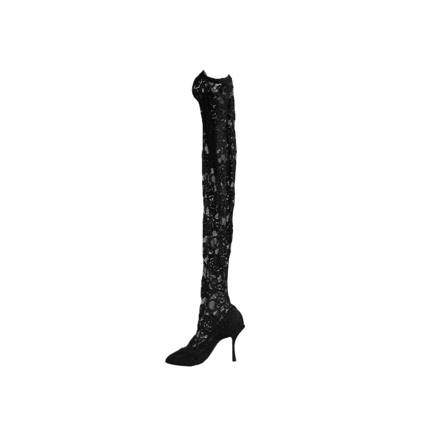 Dolce & Gabbana Black Taormina Lace Socks Boots Pumps Shoes