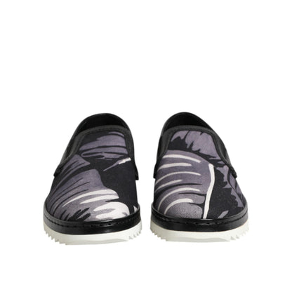 Dolce & Gabbana Black Tropical Slip On Men Sneakers Shoes