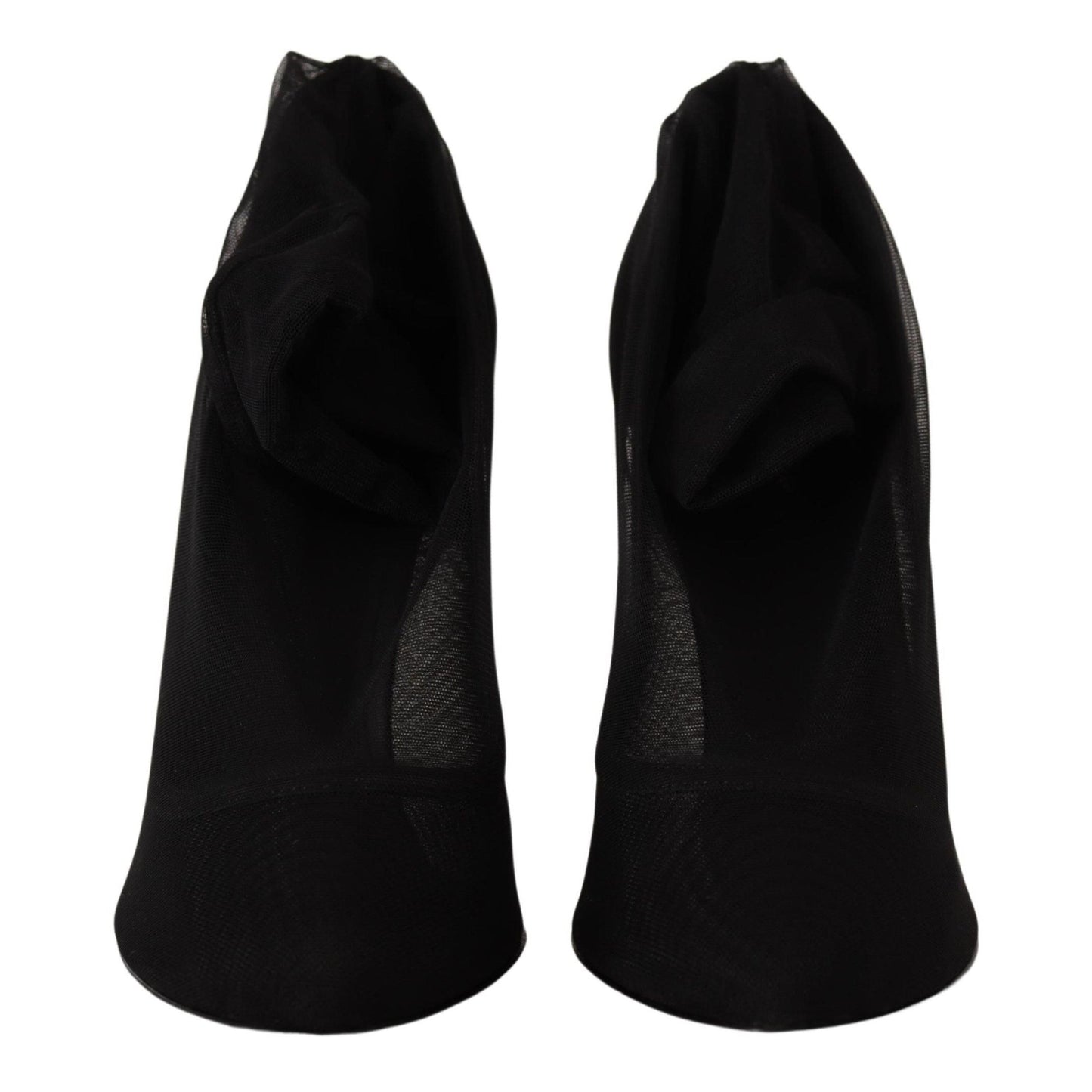 Dolce & Gabbana Black Tulle Stretch Boots Pumps Shoes