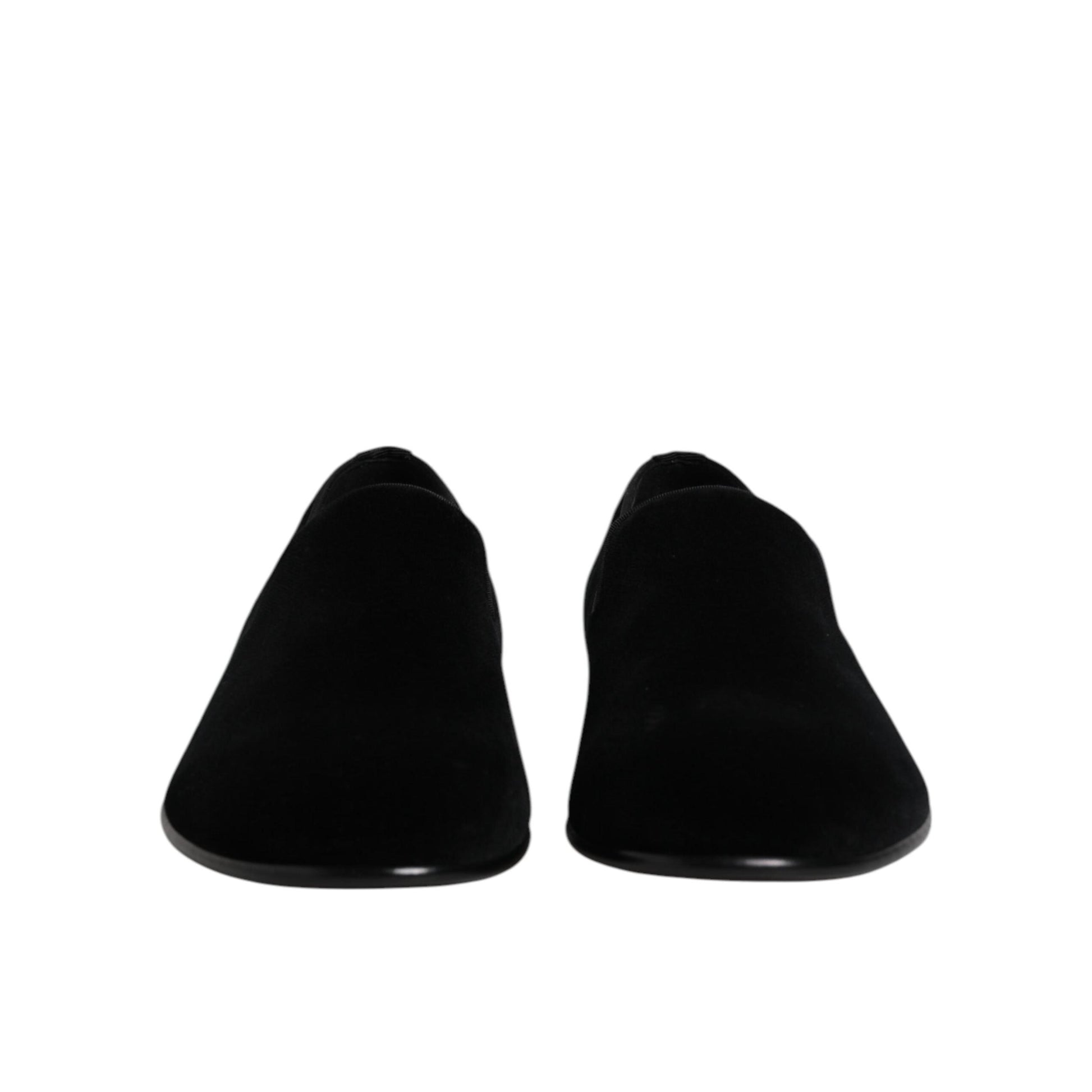 Dolce & Gabbana Black Velvet Slip On Loafers Formal Shoes