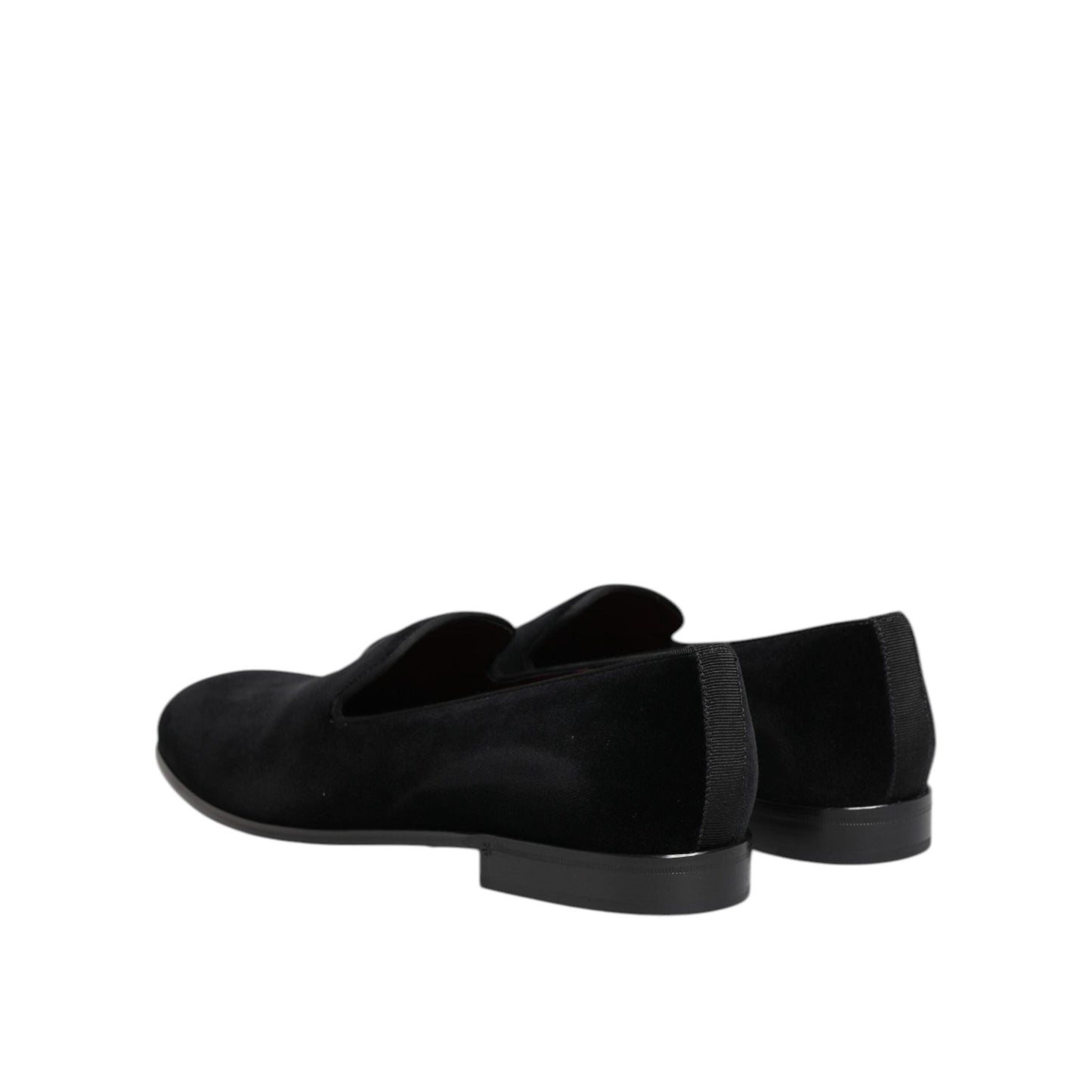 Dolce & Gabbana Black Velvet Slip On Loafers Men Formal Shoes