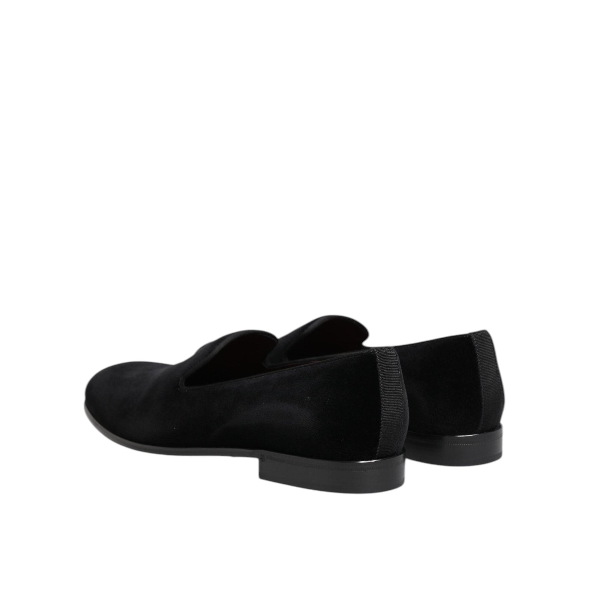 Dolce & Gabbana Black Velvet Slip On Loafers Men Formal Shoes