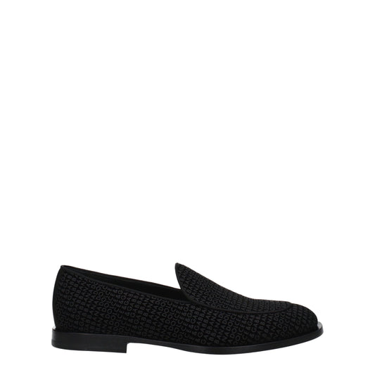Dolce & Gabbana Black Velvet Slip-On Loafers