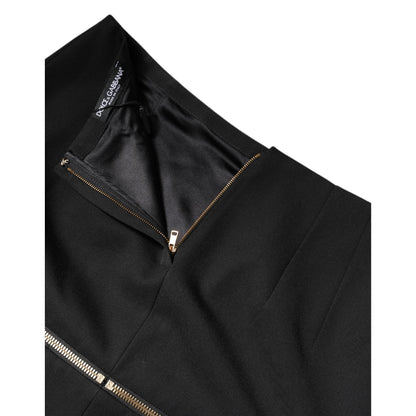 Dolce & Gabbana Black Virgin Wool High Waisted Mini Skirt