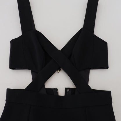 Dolce & Gabbana Black Viscose Bodycon Sheath Midi Dress