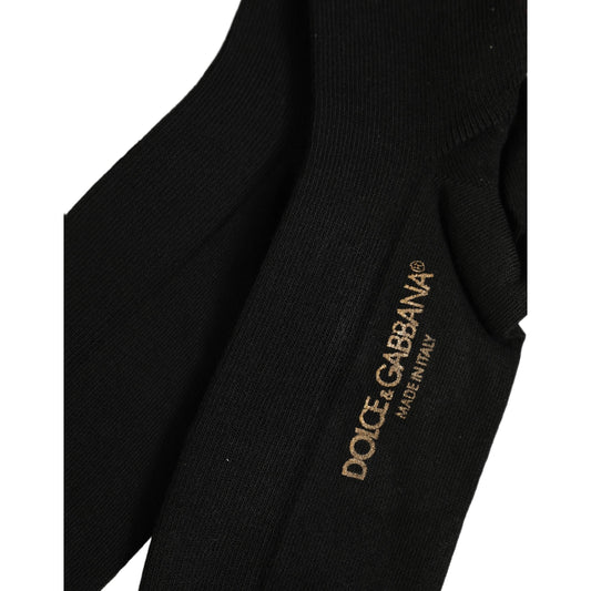 Dolce & Gabbana Black Viscose Logo Over The Calf Accessory Socks