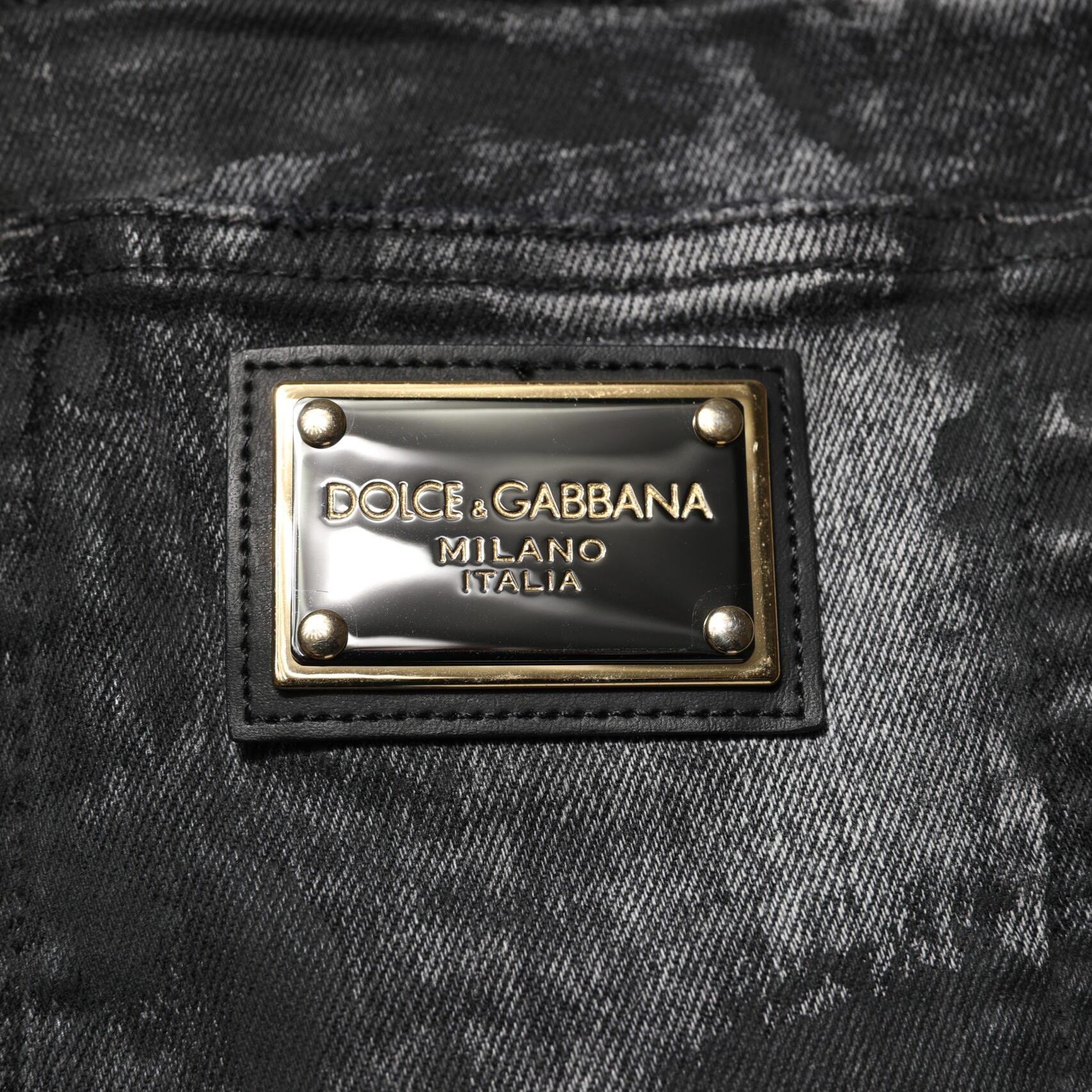 Dolce & Gabbana Black Washed Embellished Skinny Denim Jeans