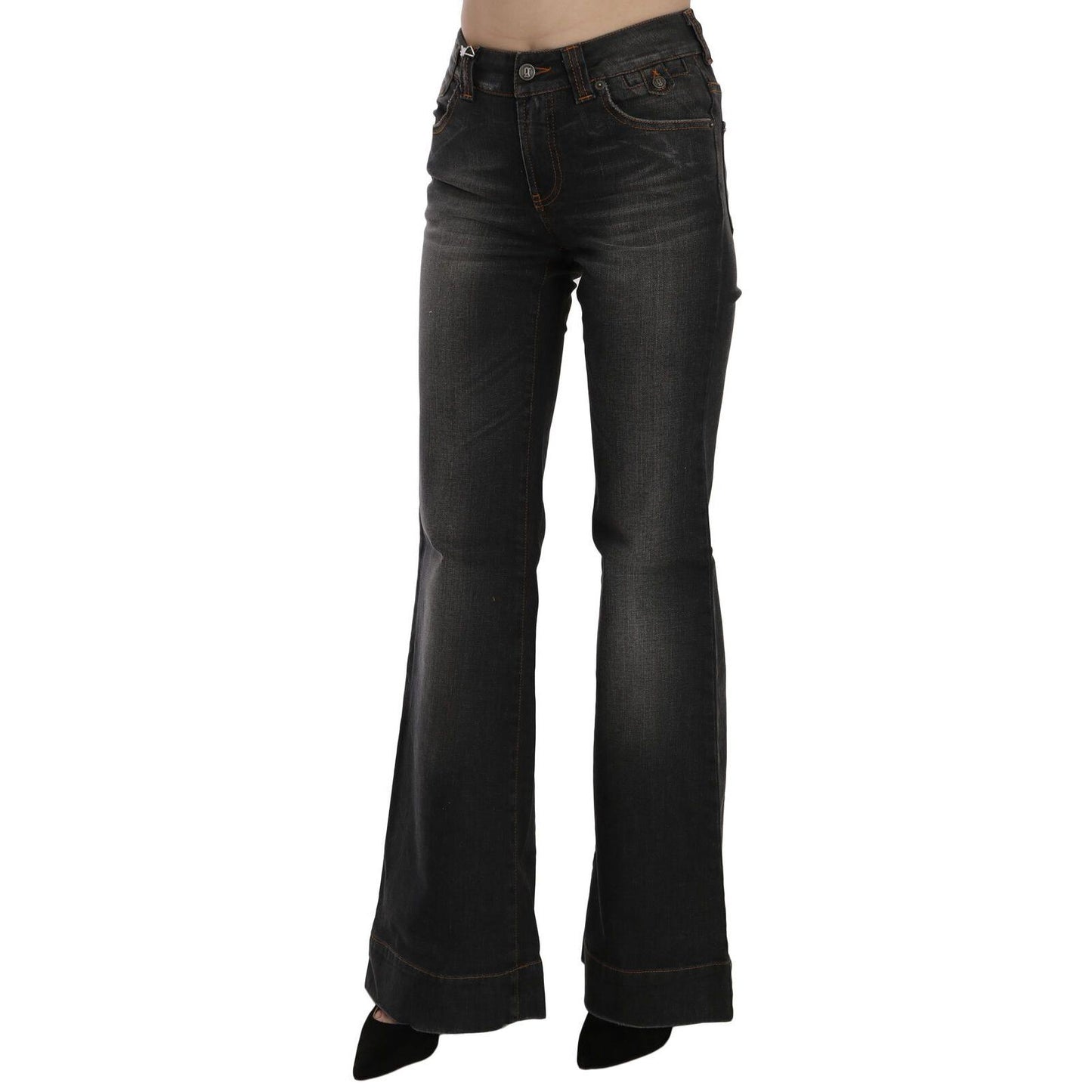 Dolce & Gabbana Black Washed Mid Waist Flared Denim Casual Jeans