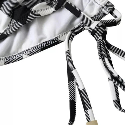 Dolce & Gabbana Black White Check Swimwear Beachwear Bottom Bikini