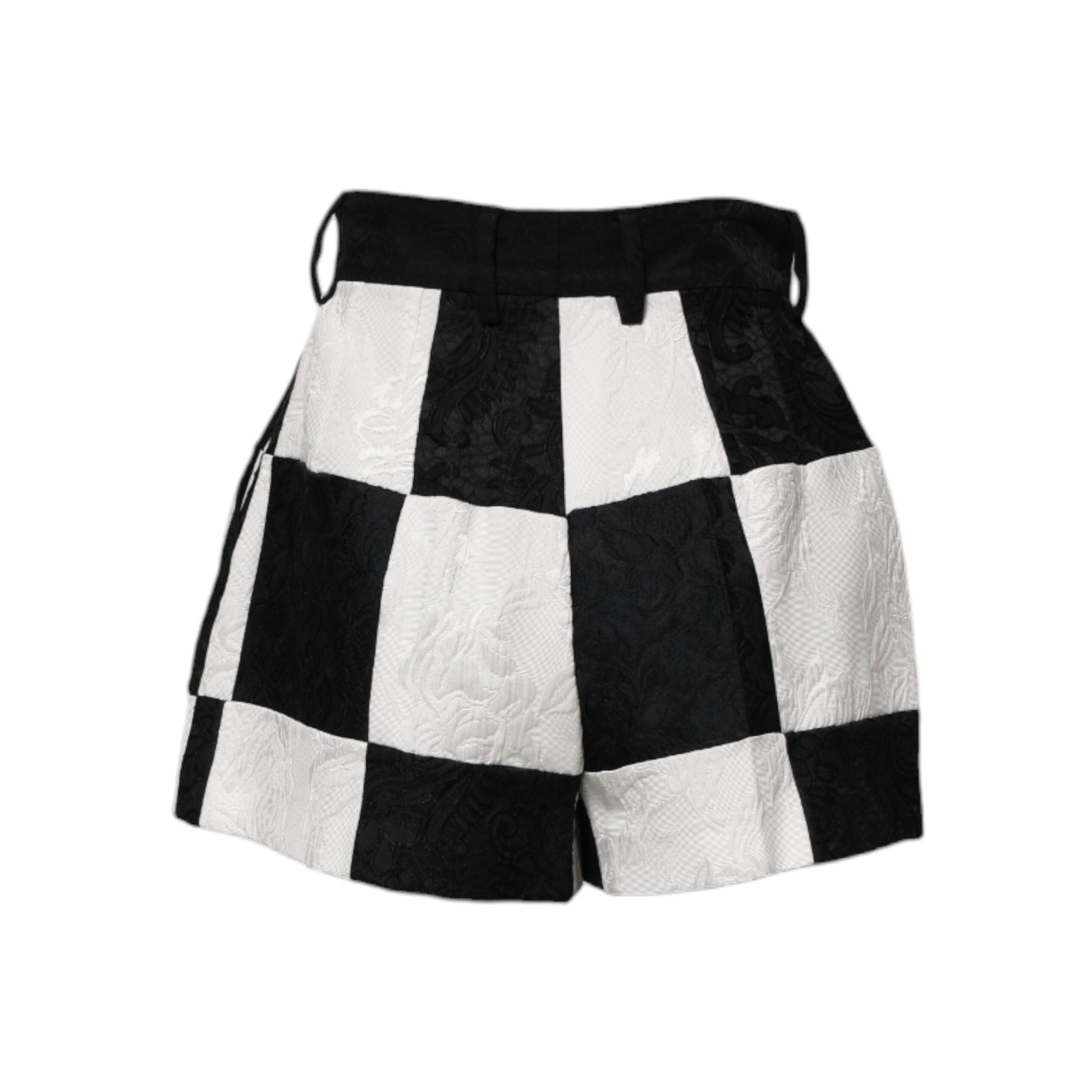 Dolce & Gabbana Black White Floral Brocade Hot Pants Shorts
