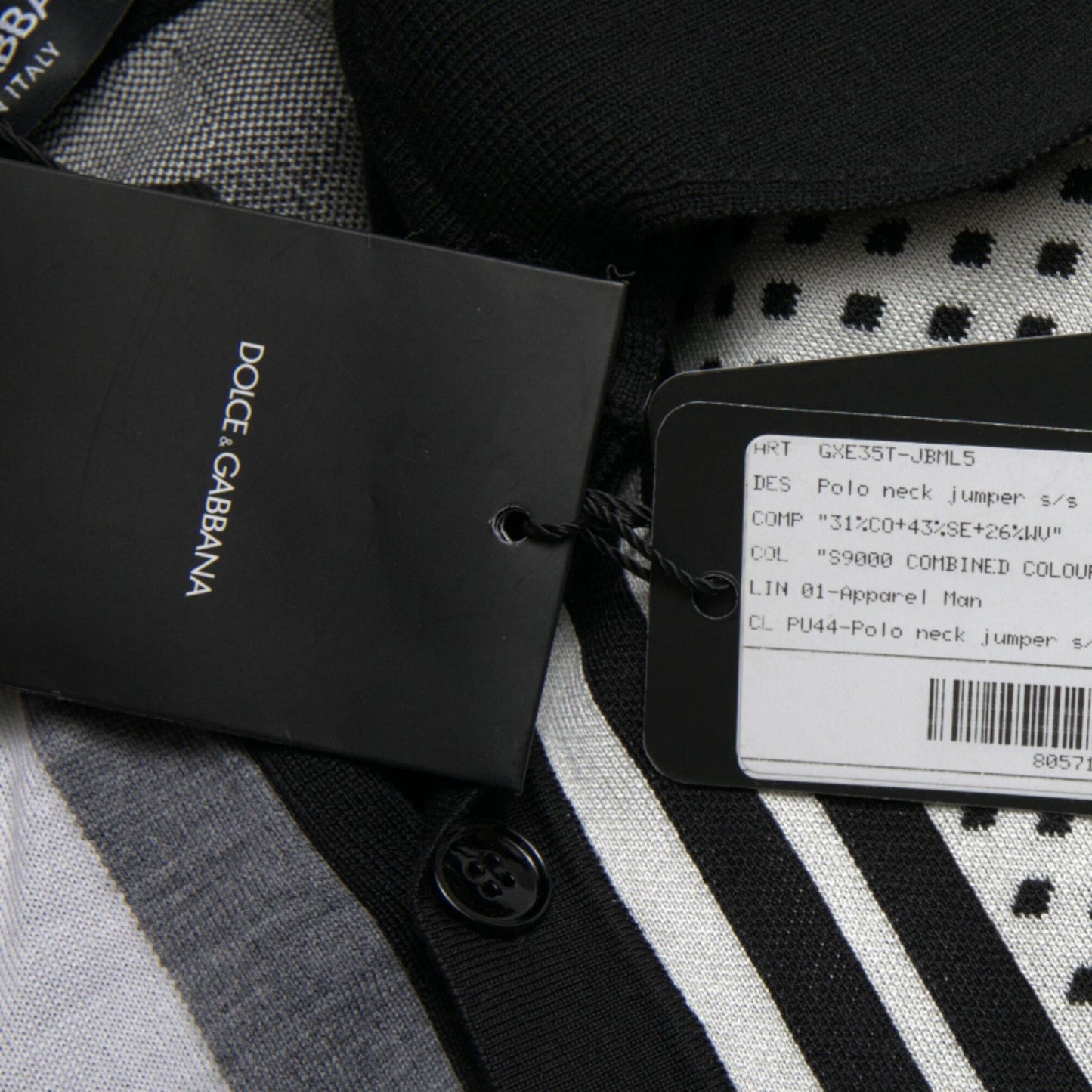 Dolce & Gabbana Black White Jumper Cardigan Polo Sweater