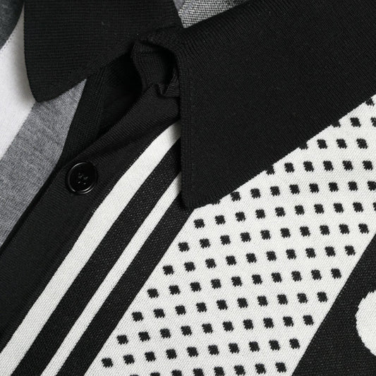 Dolce & Gabbana Black White Jumper Cardigan Polo Sweater