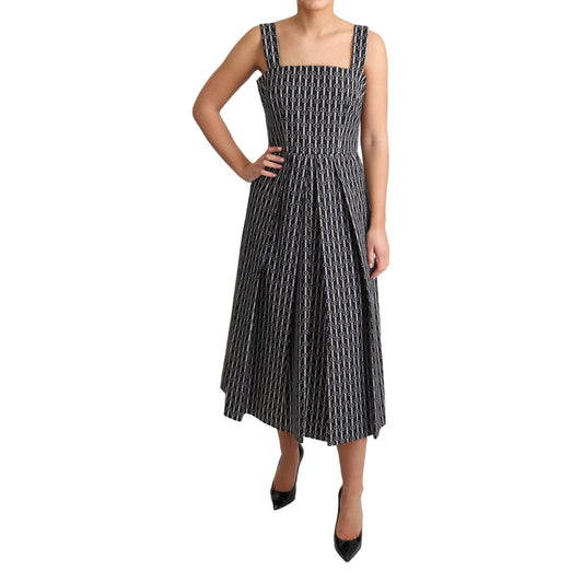Dolce & Gabbana Black White Pattern Cotton A-Line Dress