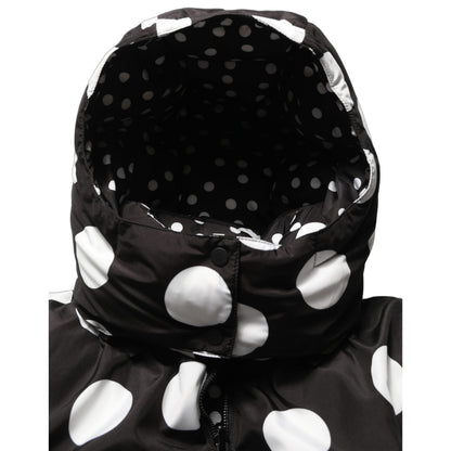 Dolce & Gabbana Black White Polka Dot Hooded Blouson Jacket