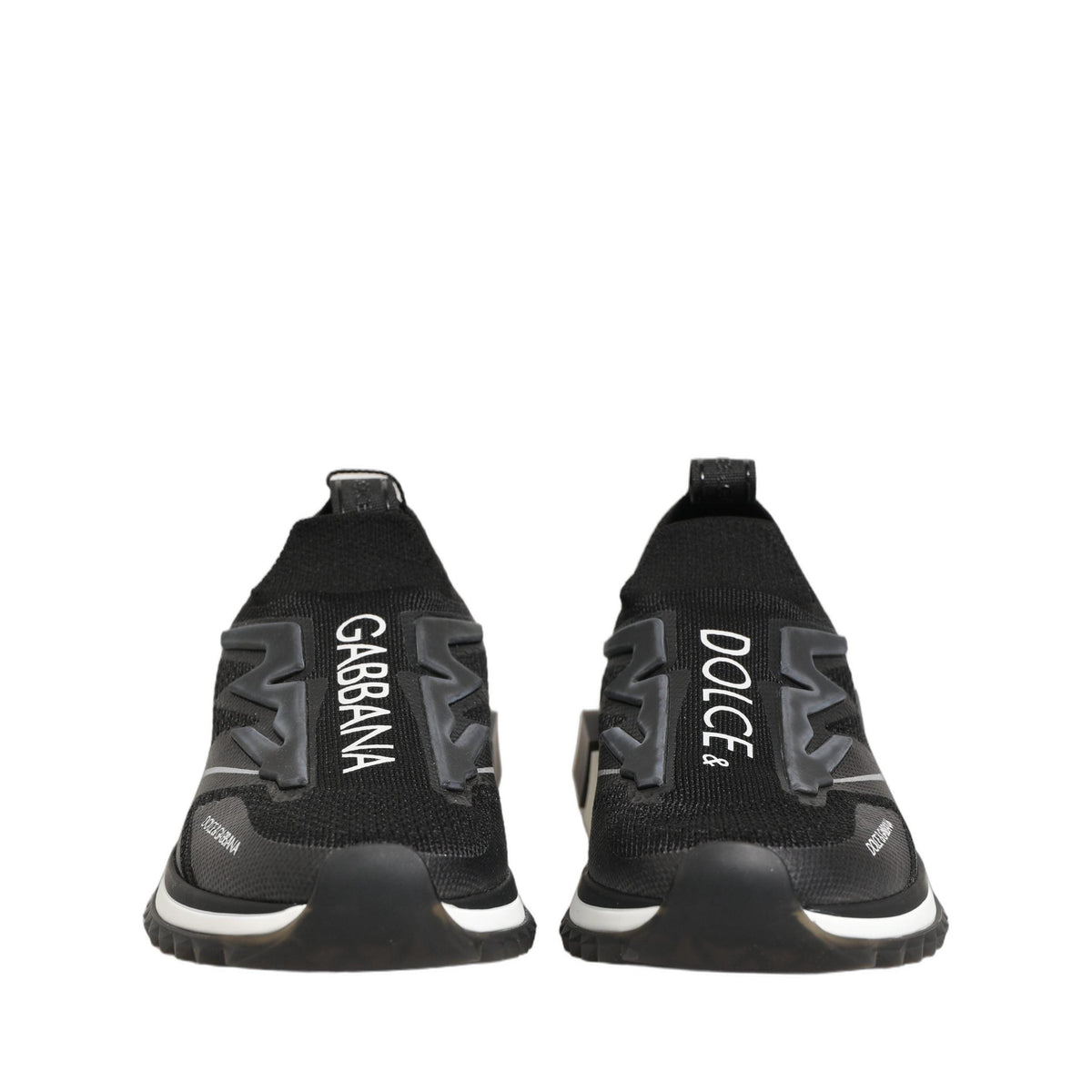 Dolce & Gabbana Black White Sorrento Slip-On Logo Sneakers Shoes
