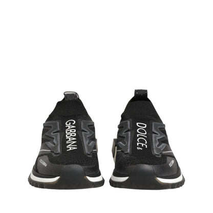Dolce & Gabbana Black White Sorrento Slip-On Logo Sneakers Shoes