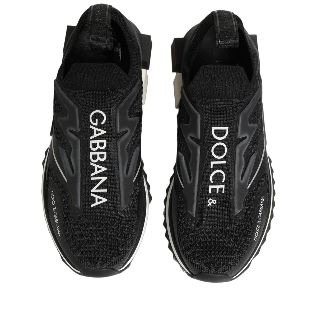 Dolce & Gabbana Black White Sorrento Slip-On Logo Sneakers Shoes