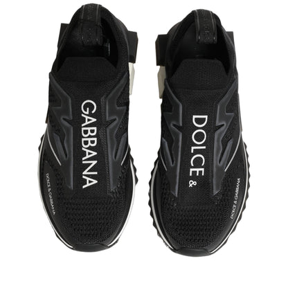 Dolce & Gabbana Black White Sorrento Slip-On Logo Sneakers Shoes