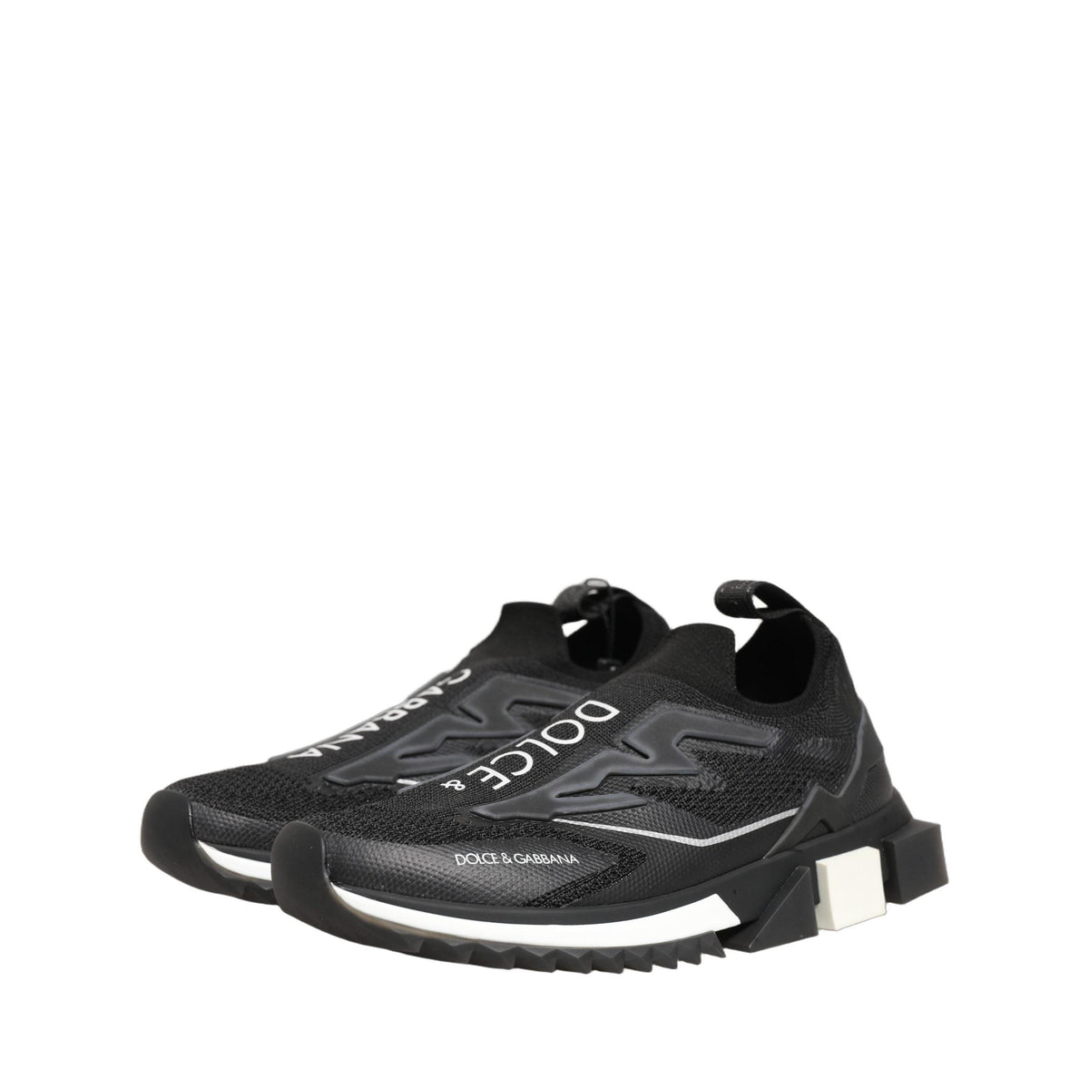 Dolce & Gabbana Black White Sorrento Slip-On Logo Sneakers Shoes