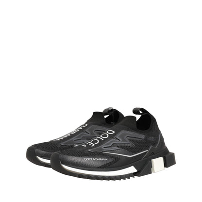 Dolce & Gabbana Black White Sorrento Slip-On Logo Sneakers Shoes