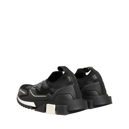 Dolce & Gabbana Black White Sorrento Slip-On Logo Sneakers Shoes