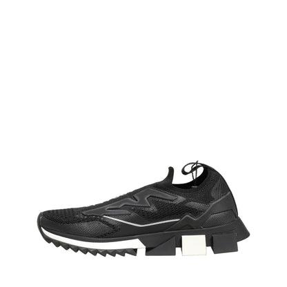 Dolce & Gabbana Black White Sorrento Slip-On Logo Sneakers Shoes