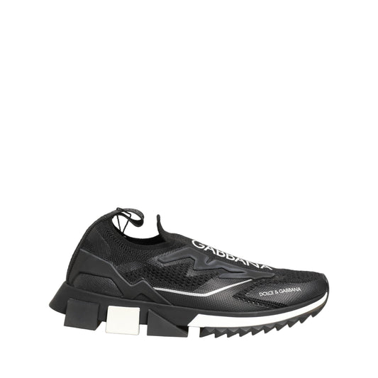 Dolce & Gabbana Black White Sorrento Slip-On Logo Sneakers Shoes