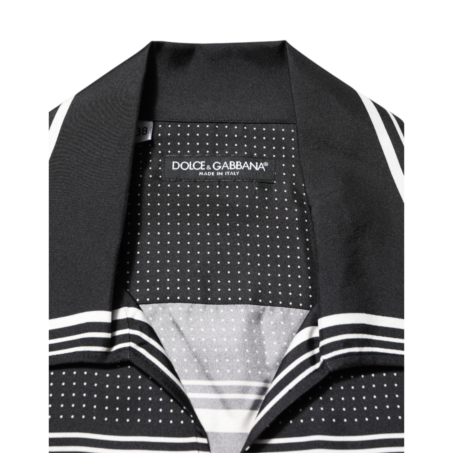 Dolce & Gabbana Black White StripeDot Print Casual Polo Shirt