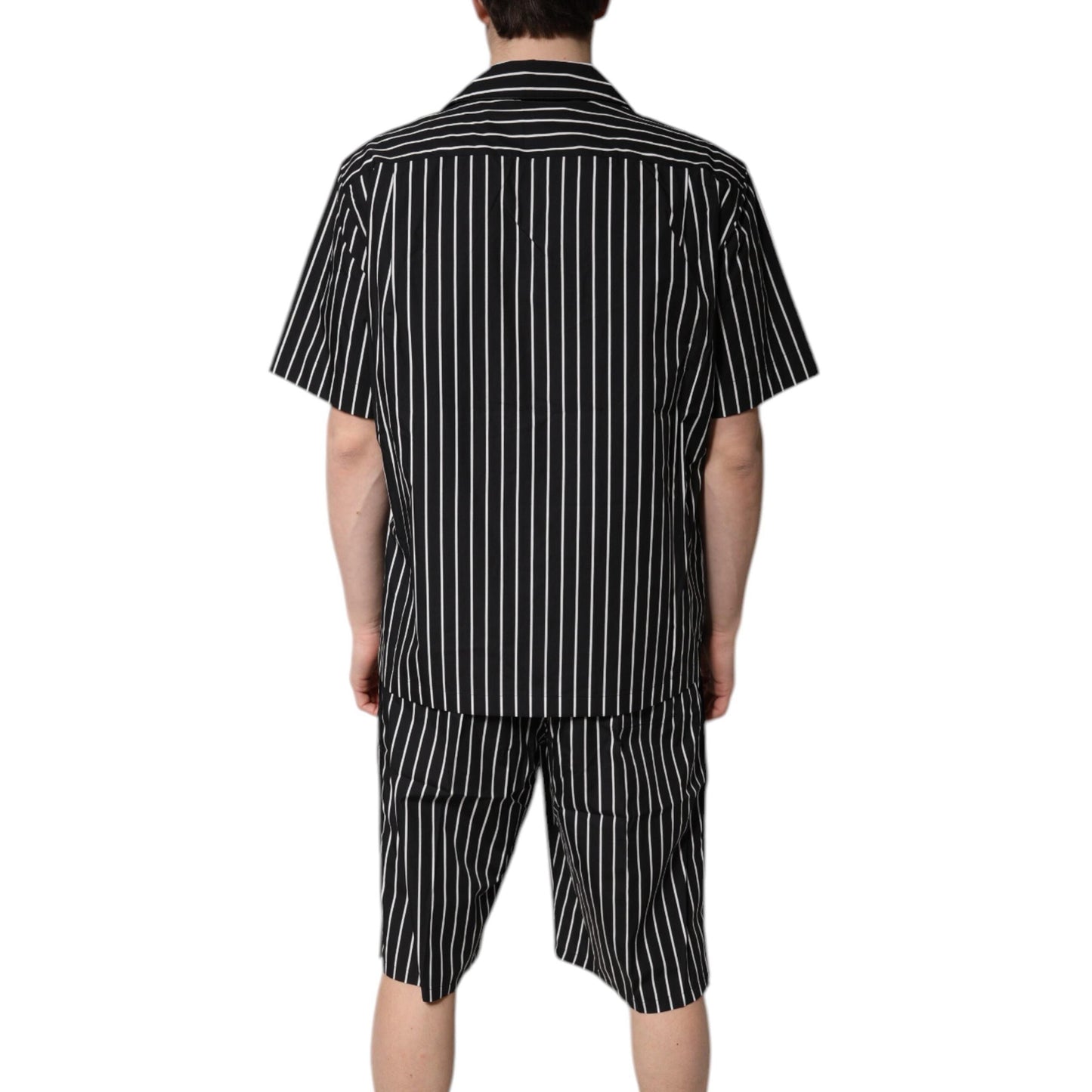 Dolce & Gabbana Black White Stripes Cotton Men Pajama Set Sleepwear