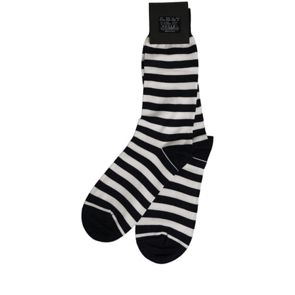 Dolce & Gabbana Black White Stripes Cotton Mid Calf Accessory Socks