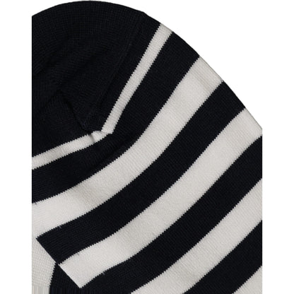 Dolce & Gabbana Black White Stripes Cotton Mid Calf Accessory Socks