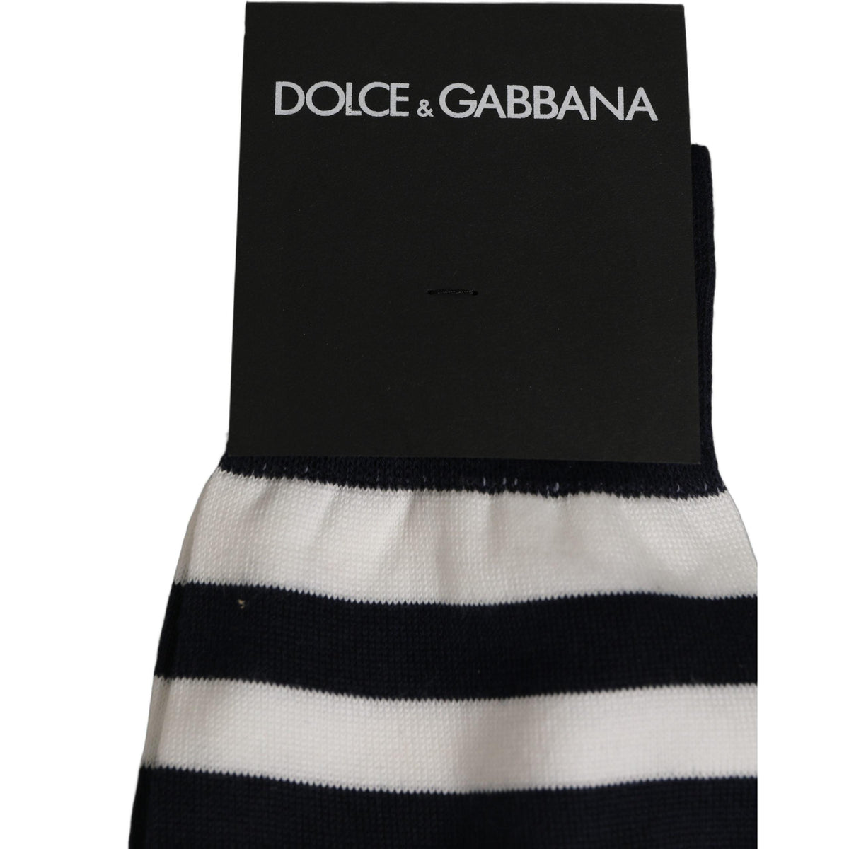 Dolce & Gabbana Black White Stripes Cotton Mid Calf Accessory Socks