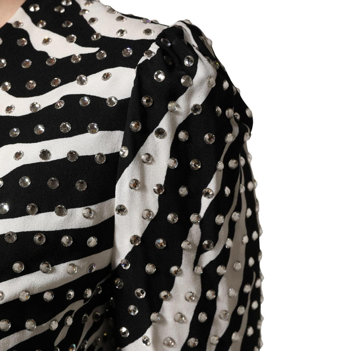Dolce & Gabbana Black White Zebra Rhinestones Mini Dress
